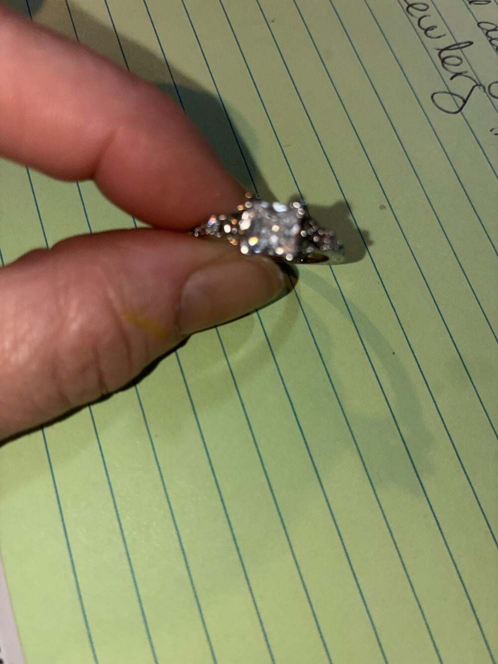 Radiant Cut CZ Engagement Ring Silver Tone
